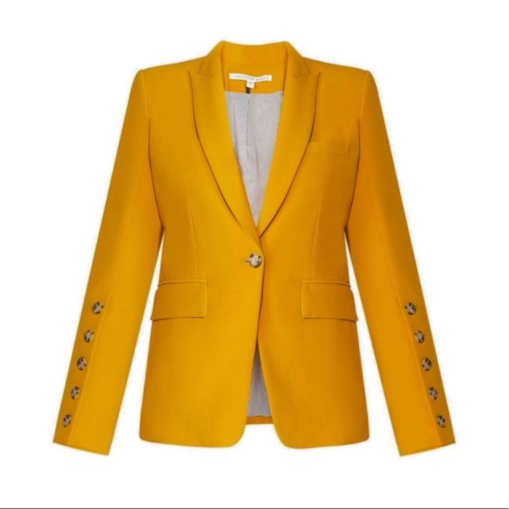 Veronica Beard Denim Steele Dickey Jacket Blazer Mustard Yellow 0